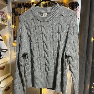No.282 A New Day Gray Crew Neck Cable Knit Sweater